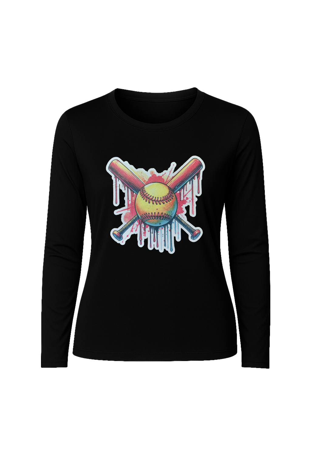 Glitter Red Drip Bats Long Sleeve Tee UPF 50