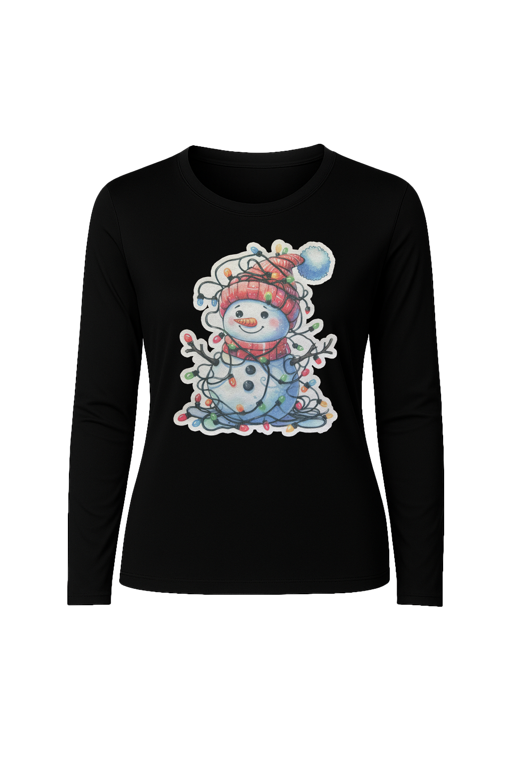 Glitter Tangled Snowman Long Sleeve Tee UPF 50
