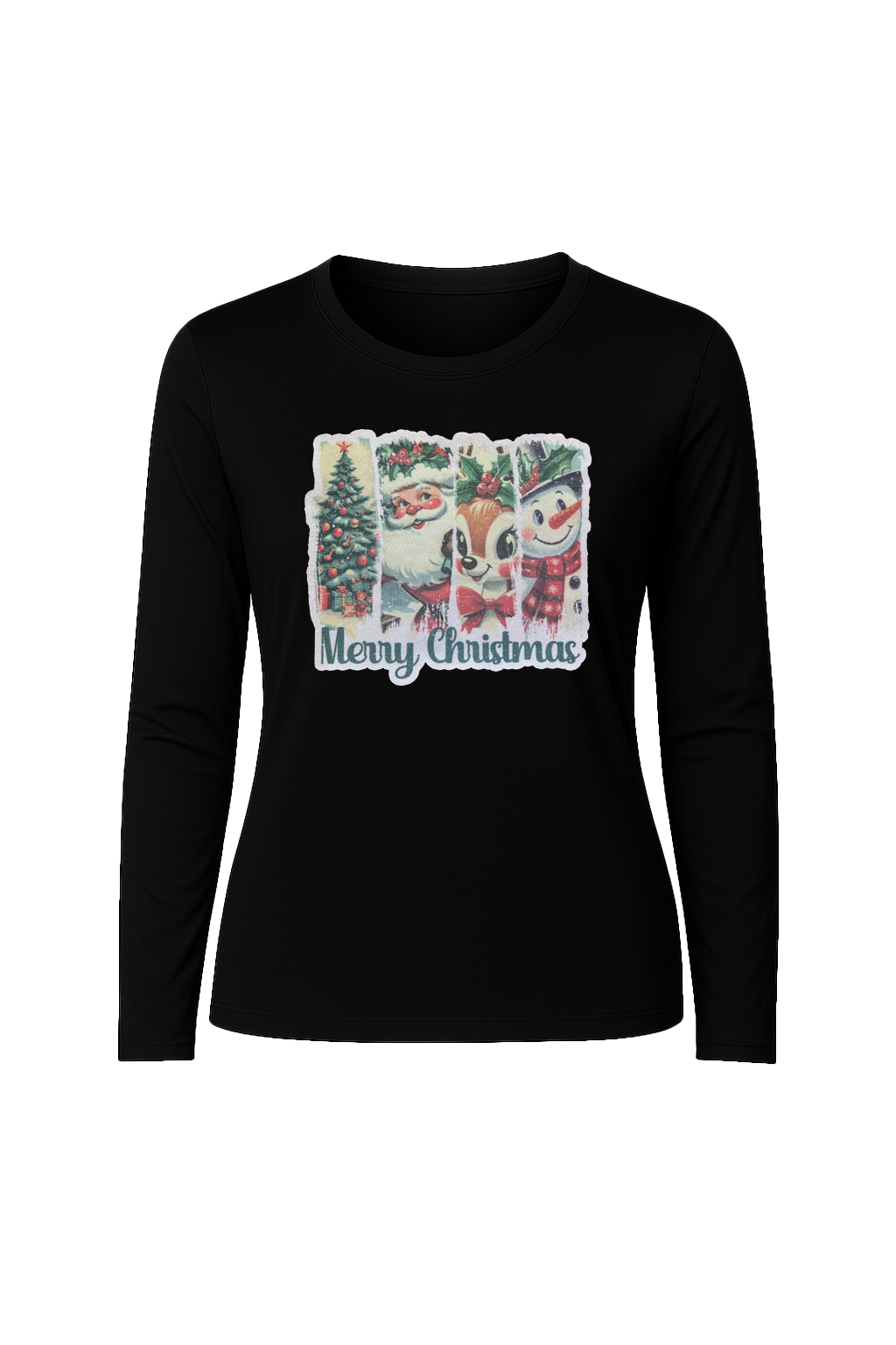 Glitter Christmas Collage Long Sleeve Tee UPF 50