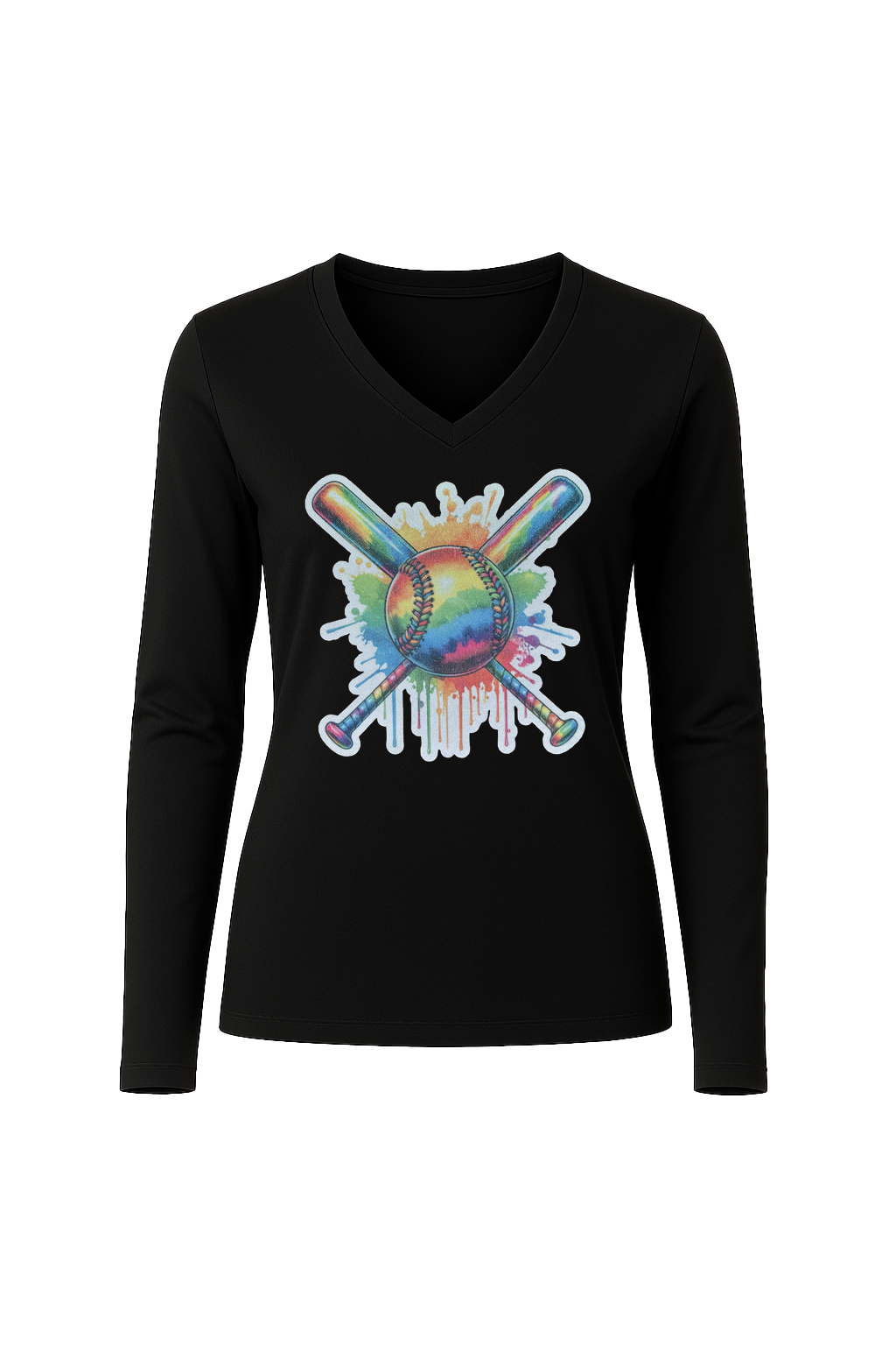 Glitter Splatter Bats Long Sleeve V-Neck Tee