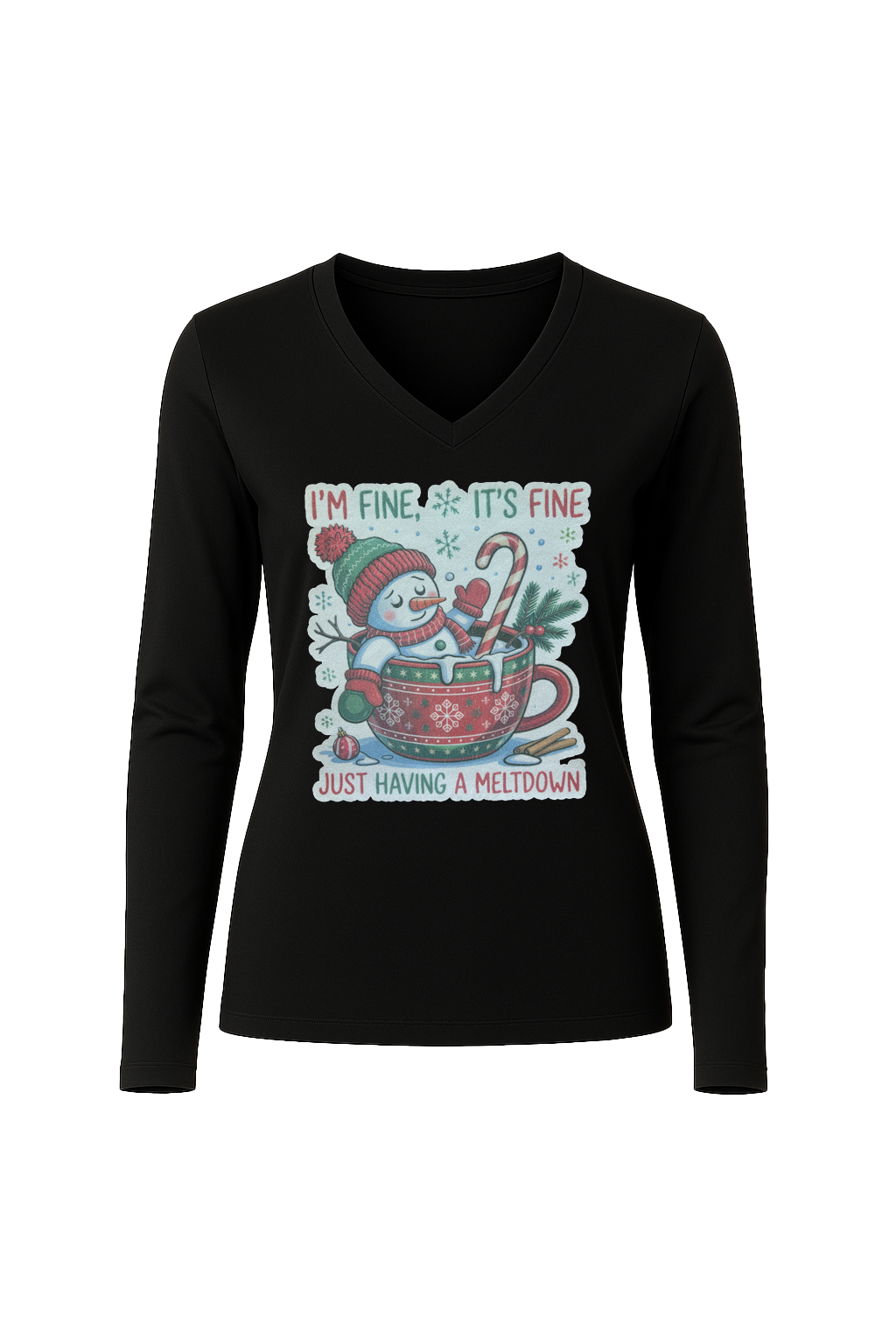 Glitter Having A Meltdown Long Sleeve V-Neck Tee