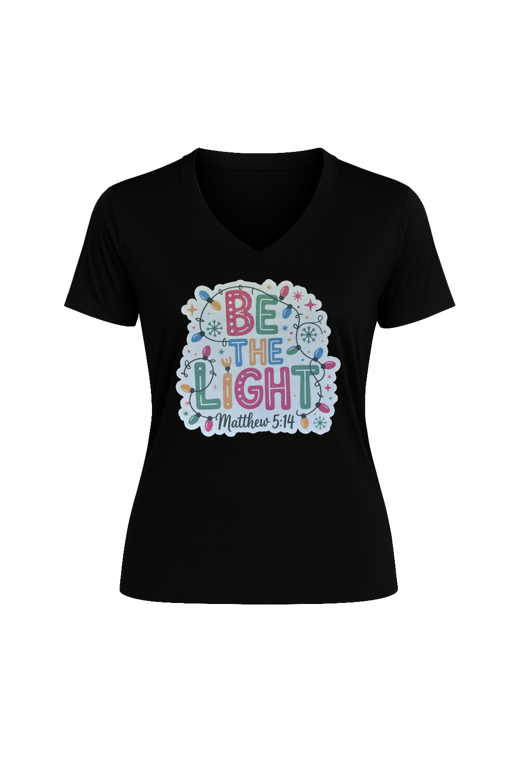 Glitter Be The Light Short Sleeve V-Neck Tee
