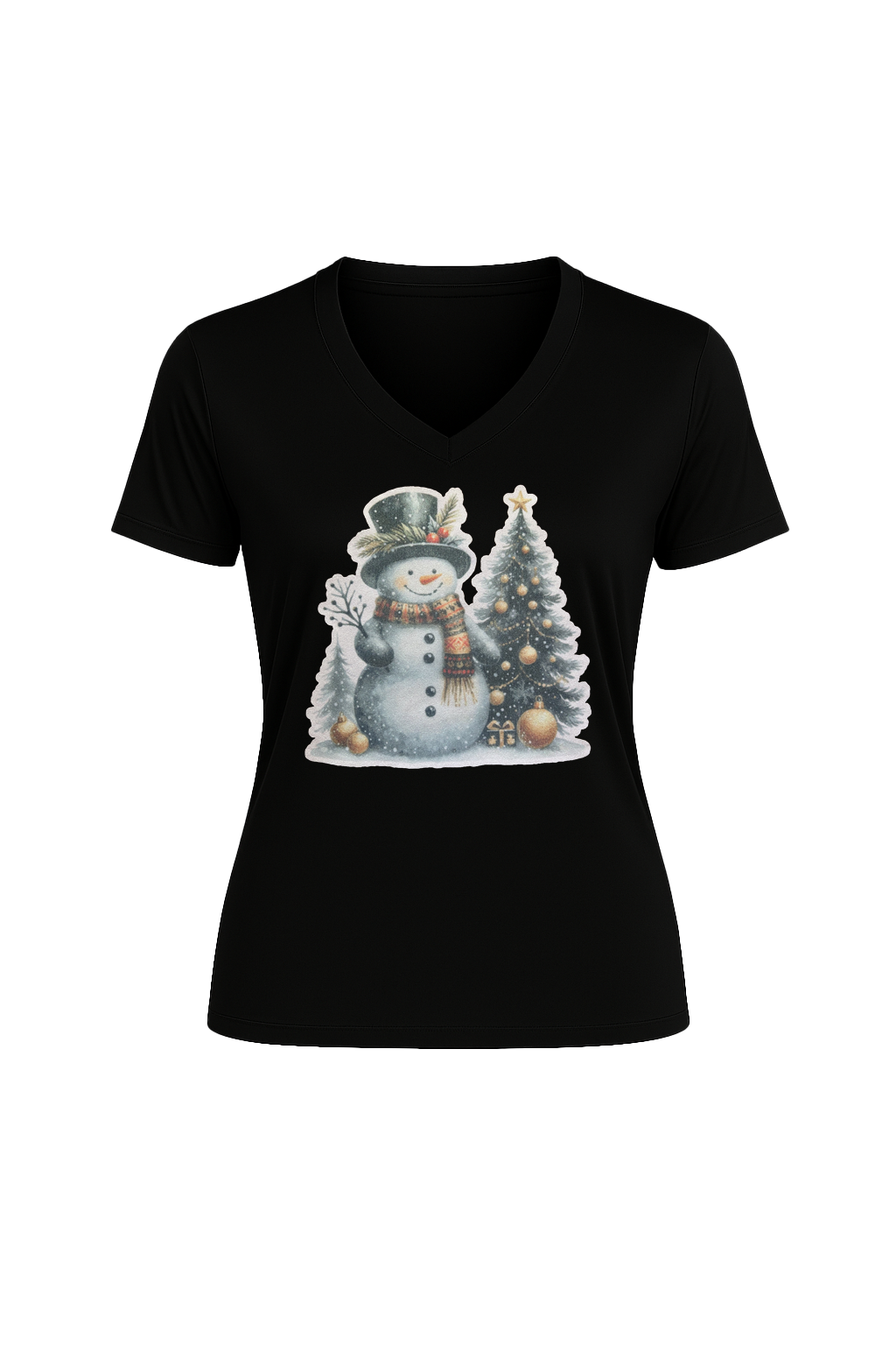 Glitter Festive Frosty Short Sleeve V-Neck Tee