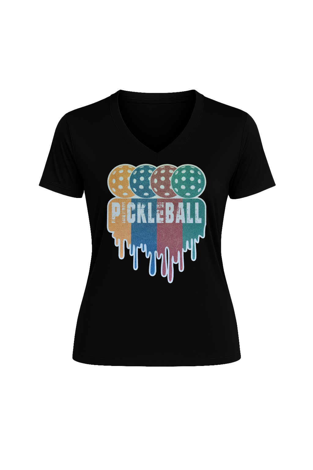 Glitter Pickleball Drip Short Sleeve V-Neck Tee