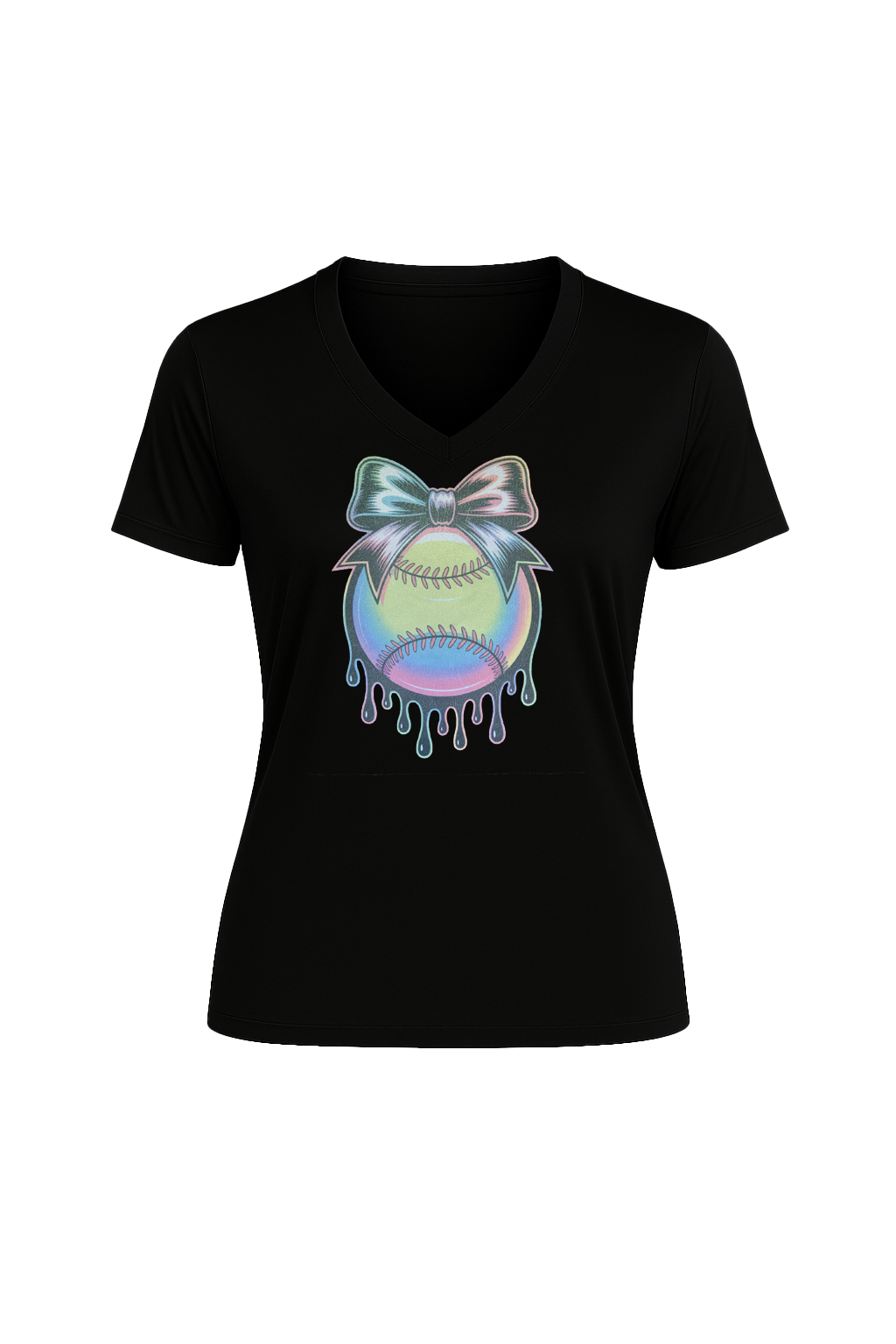 Glitter Neon Drip Short Sleeve V-Neck Tee