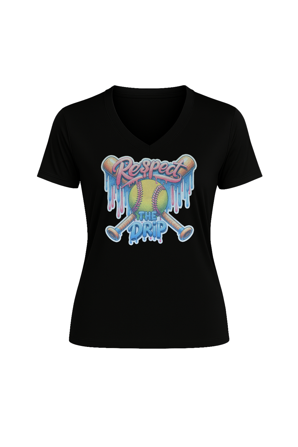 Glitter Respect The Drip Short Sleeve V-Neck Tee