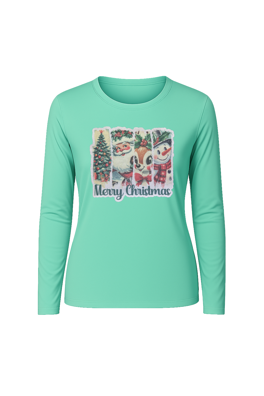 Glitter Christmas Collage Long Sleeve Tee UPF 50