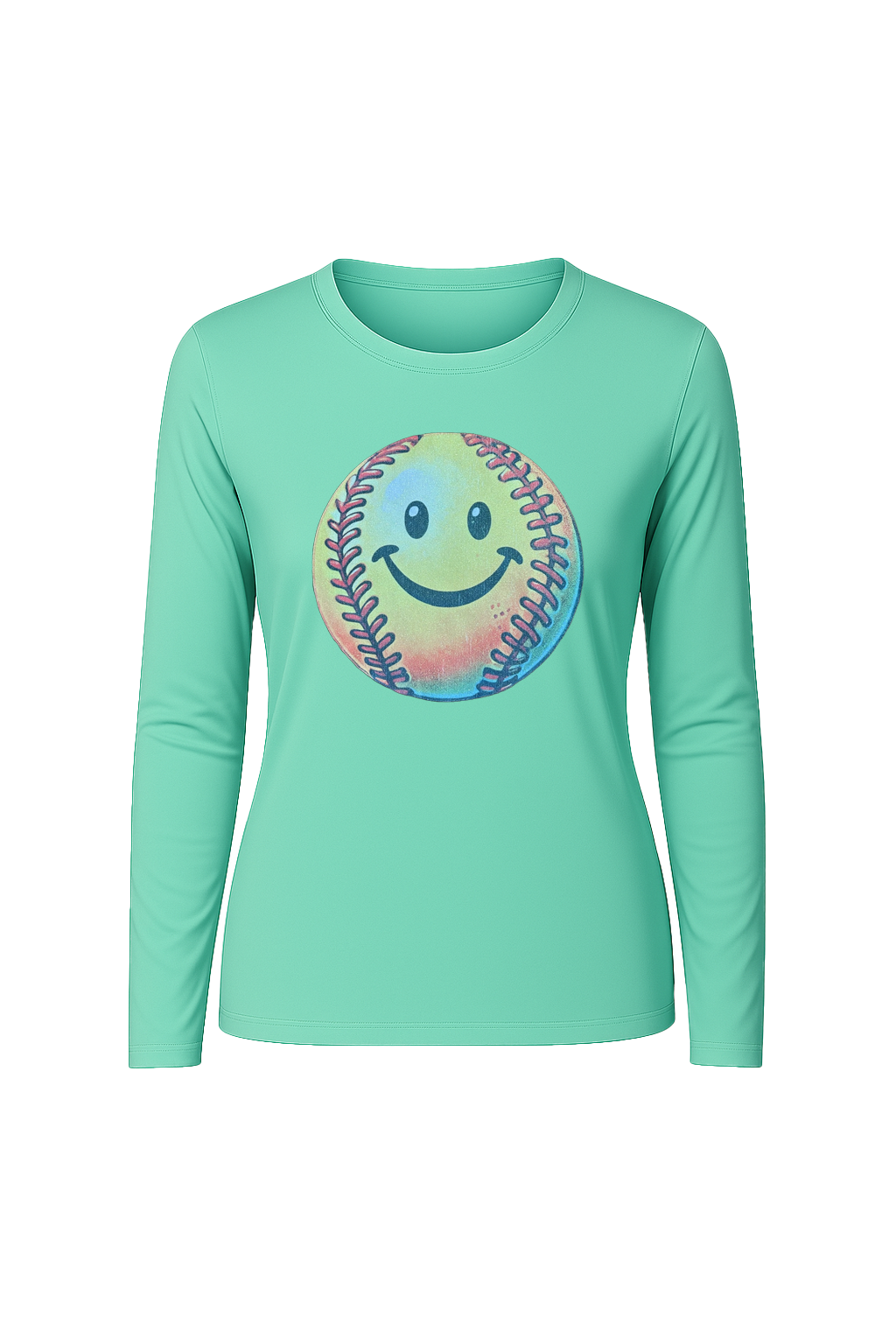 Glitter Happy Softball Long Sleeve Tee UPF 50