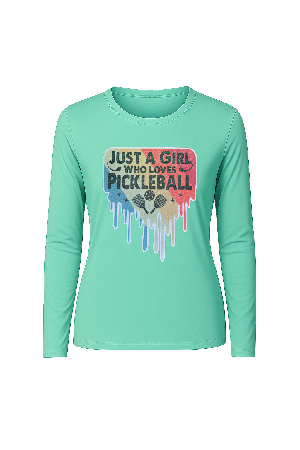 Glitter Girl Loves Pickleball Long Sleeve Tee UPF 50