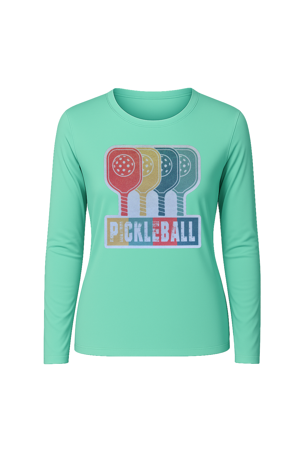 Glitter Pickleball Paddles Long Sleeve Tee UPF 50