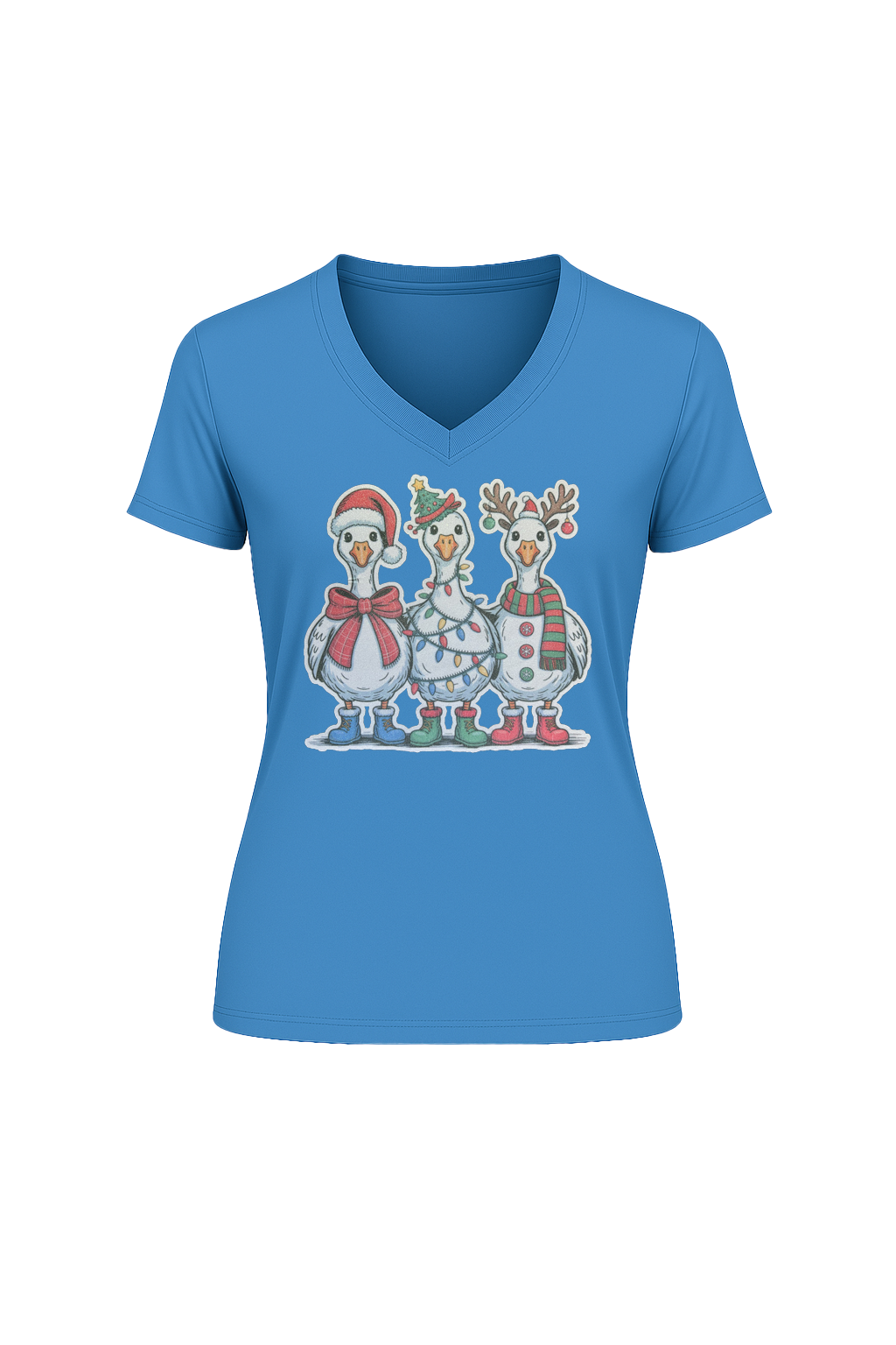 Glitter Festive Fowl Short Sleeve V-Neck Tee