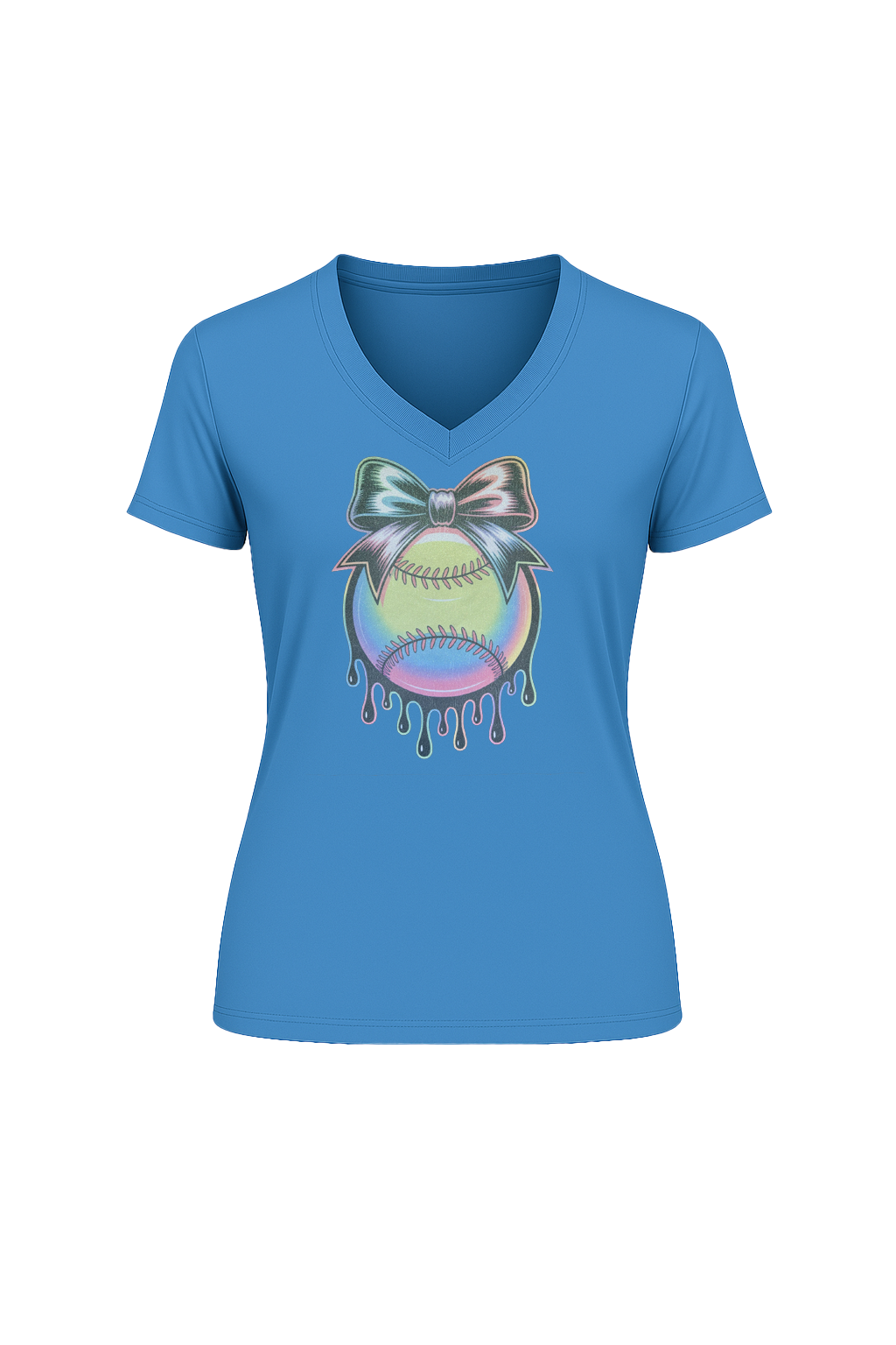 Glitter Neon Drip Short Sleeve V-Neck Tee