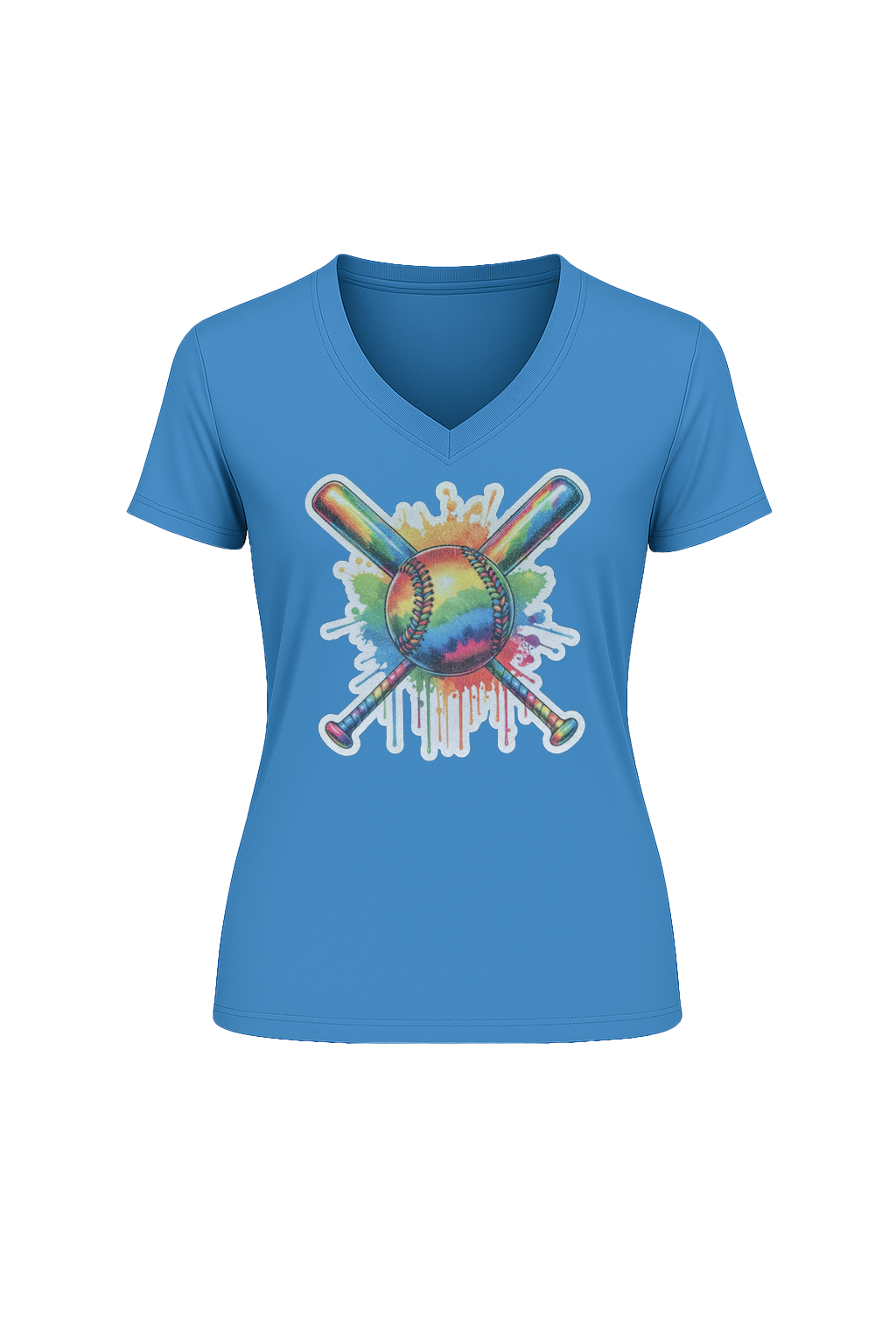 Glitter Splatter Bats Short Sleeve V-Neck Tee