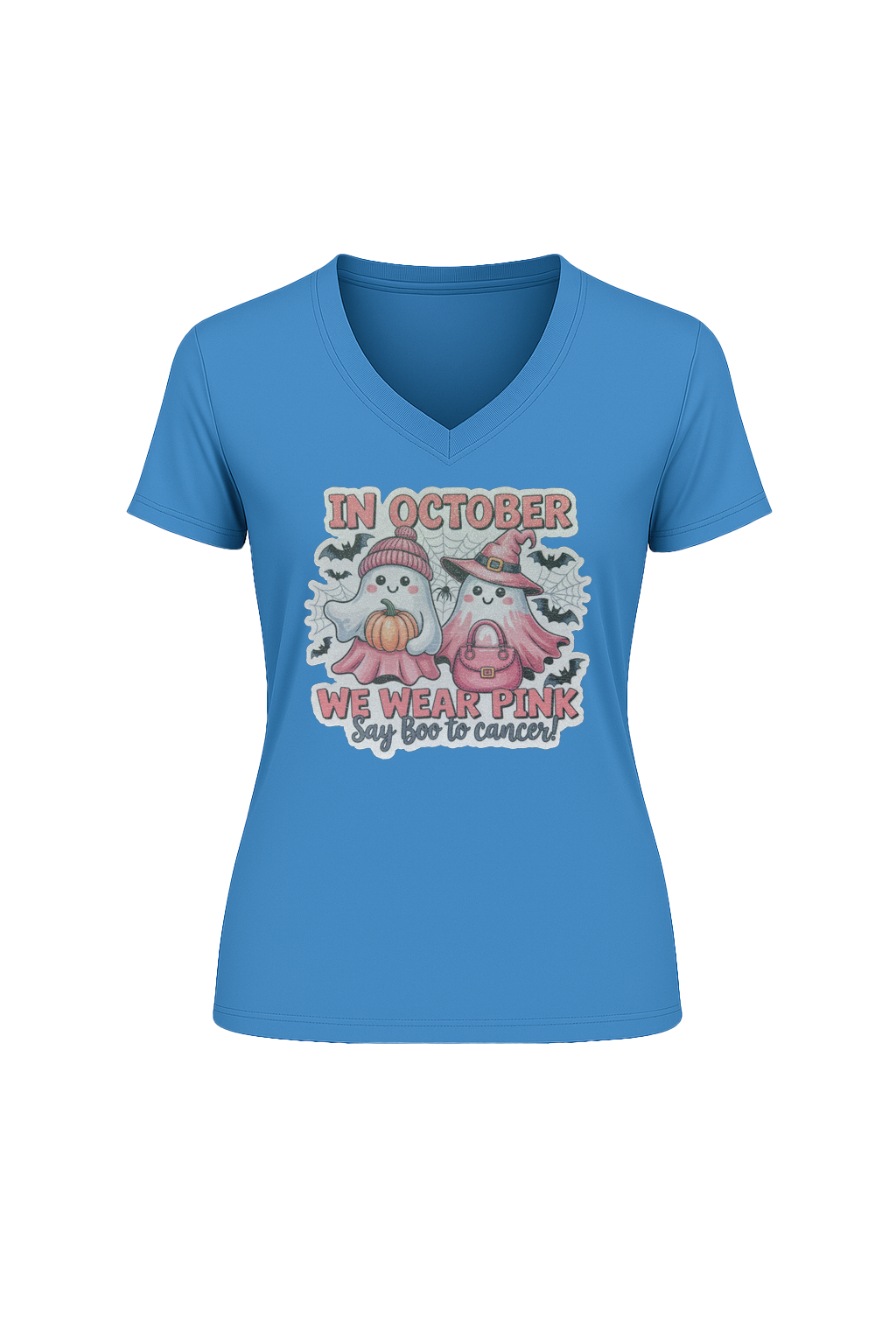 Glitter Wear Pink Say Boo Short Sleeve V-Neck Tee