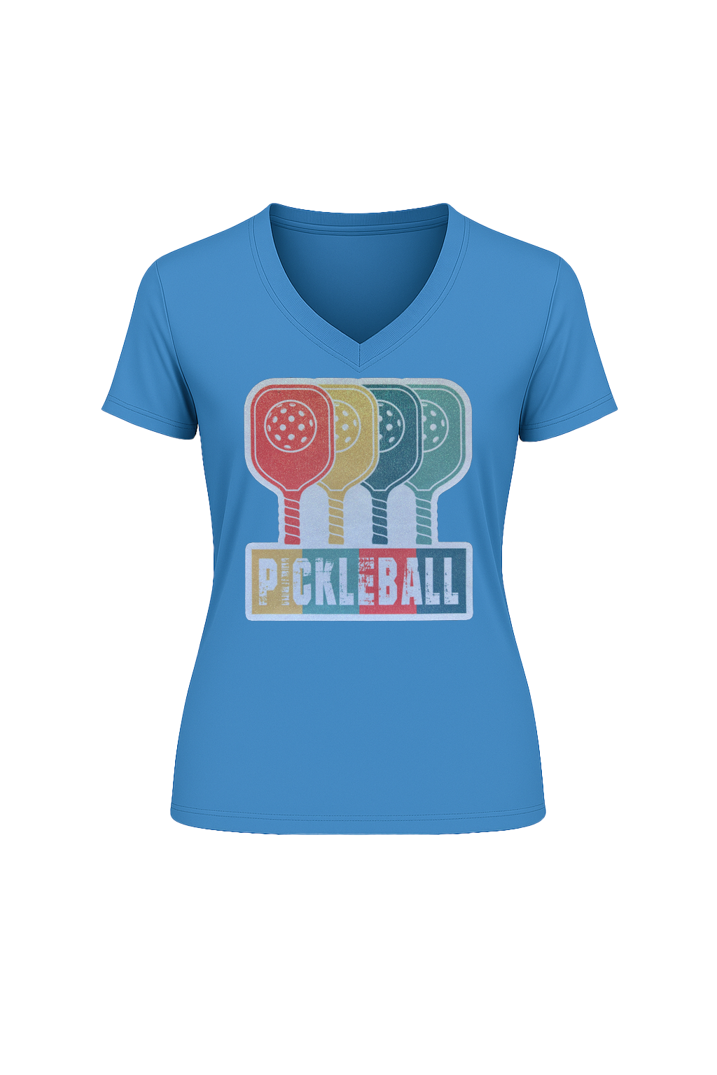 Glitter Pickleball Paddles Short Sleeve V-Neck Tee