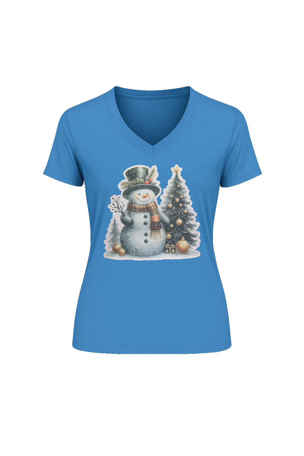 Glitter Festive Frosty Short Sleeve V-Neck Tee
