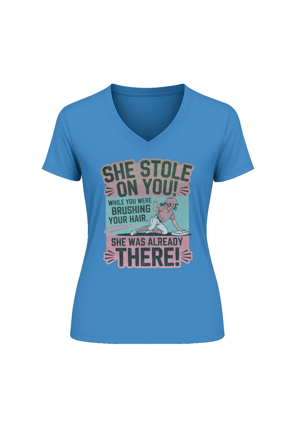 Glitter She Stole On You Short Sleeve V-Neck Tee