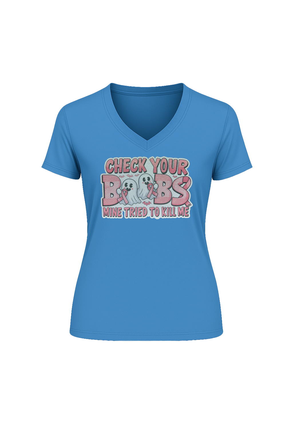 Glitter Check Your Boobs Short Sleeve V-Neck Tee