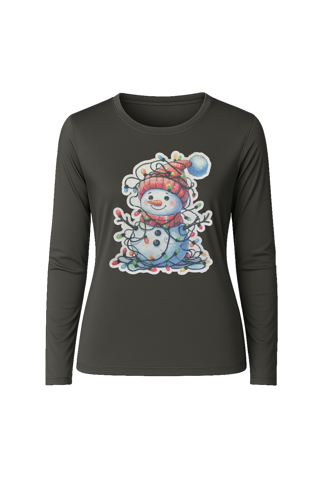 Glitter Tangled Snowman Long Sleeve Tee UPF 50
