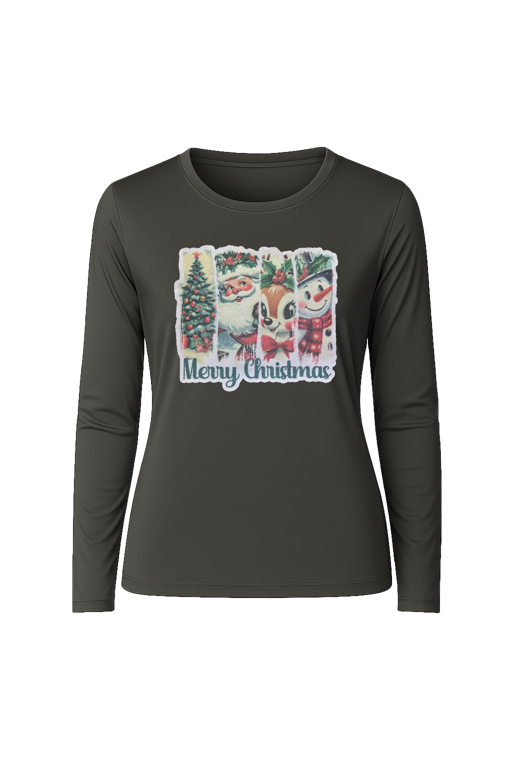 Glitter Christmas Collage Long Sleeve Tee UPF 50