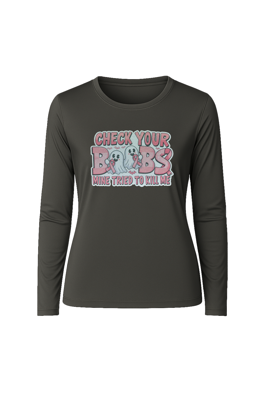 Glitter Check Your Boobs Long Sleeve Tee UPF 50