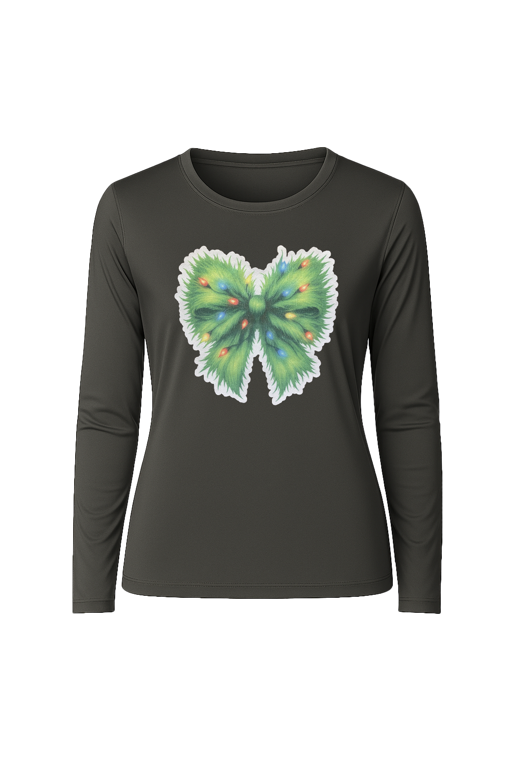Glitter Evergreen Bow Long Sleeve Tee UPF 50