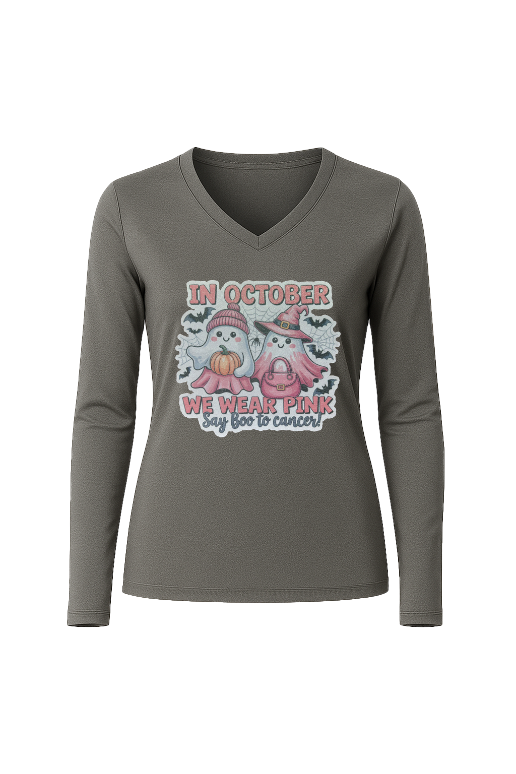 Glitter Wear Pink Say Boo Long Sleeve V-Neck Tee