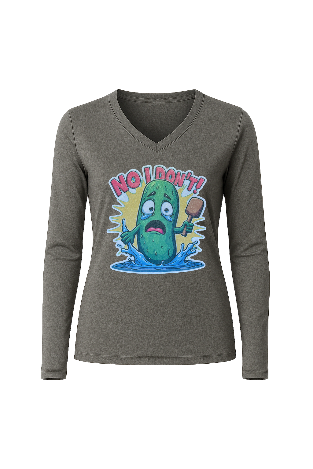 Glitter No I Don't Long Sleeve V-Neck Tee