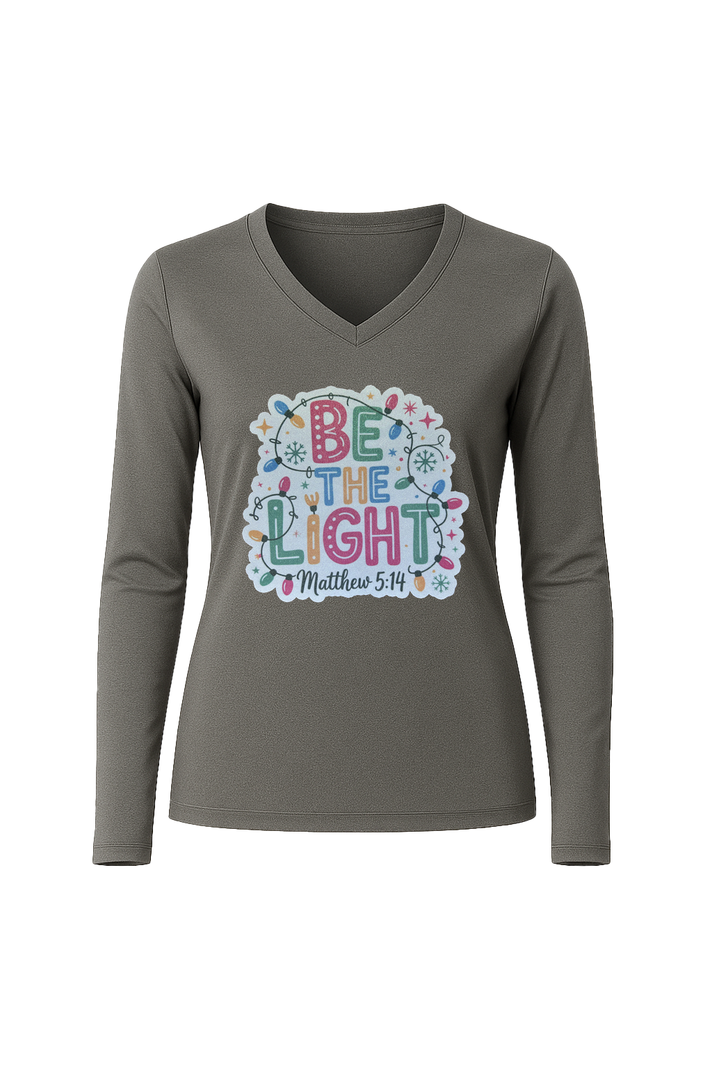 Glitter Be The Light Long Sleeve V-Neck Tee