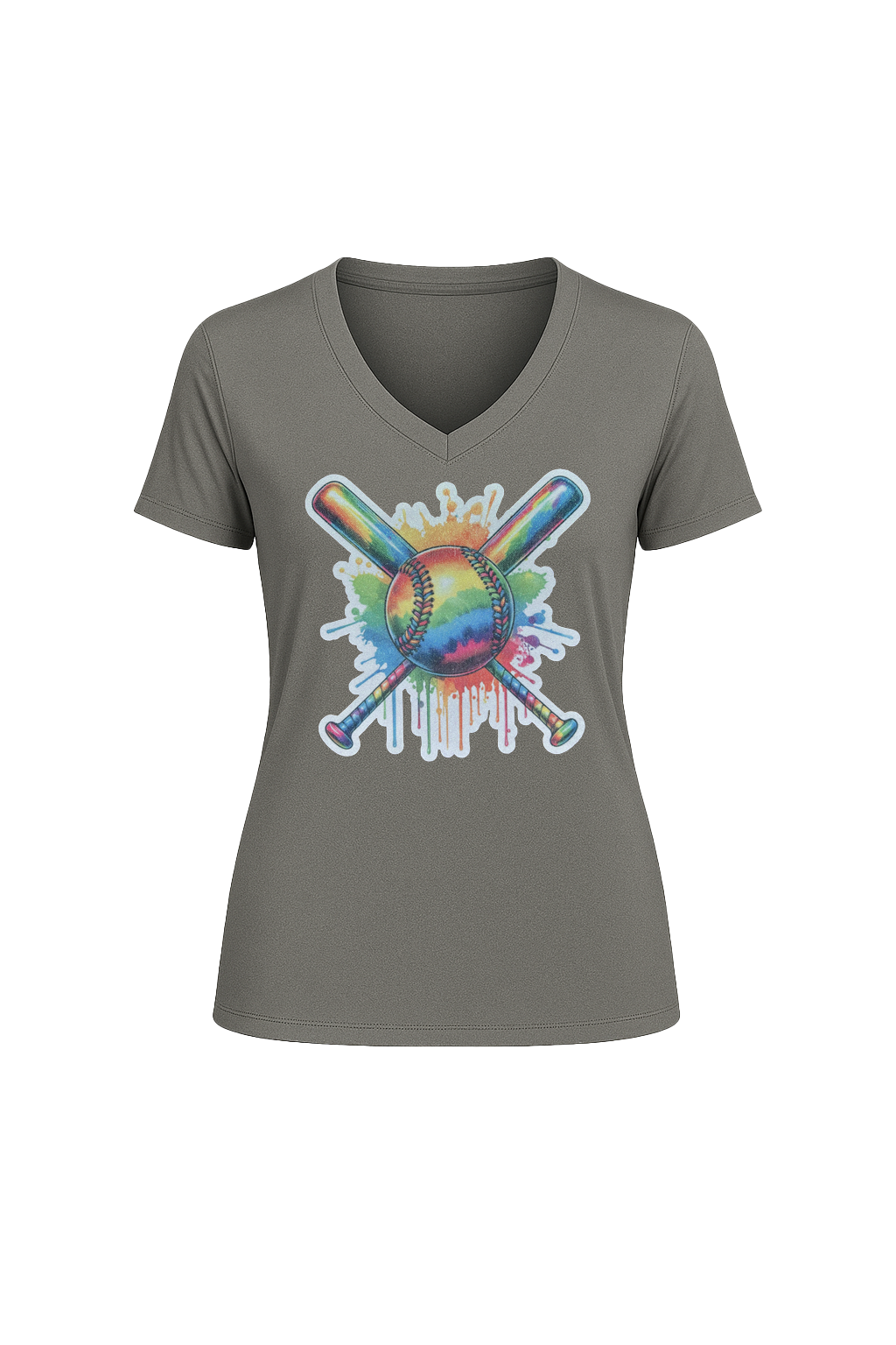 Glitter Splatter Bats Short Sleeve V-Neck Tee