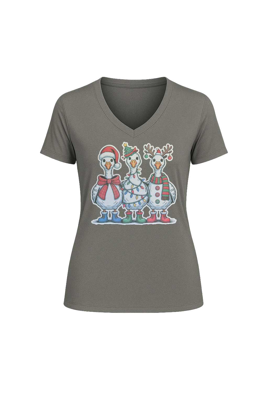 Glitter Festive Fowl Short Sleeve V-Neck Tee