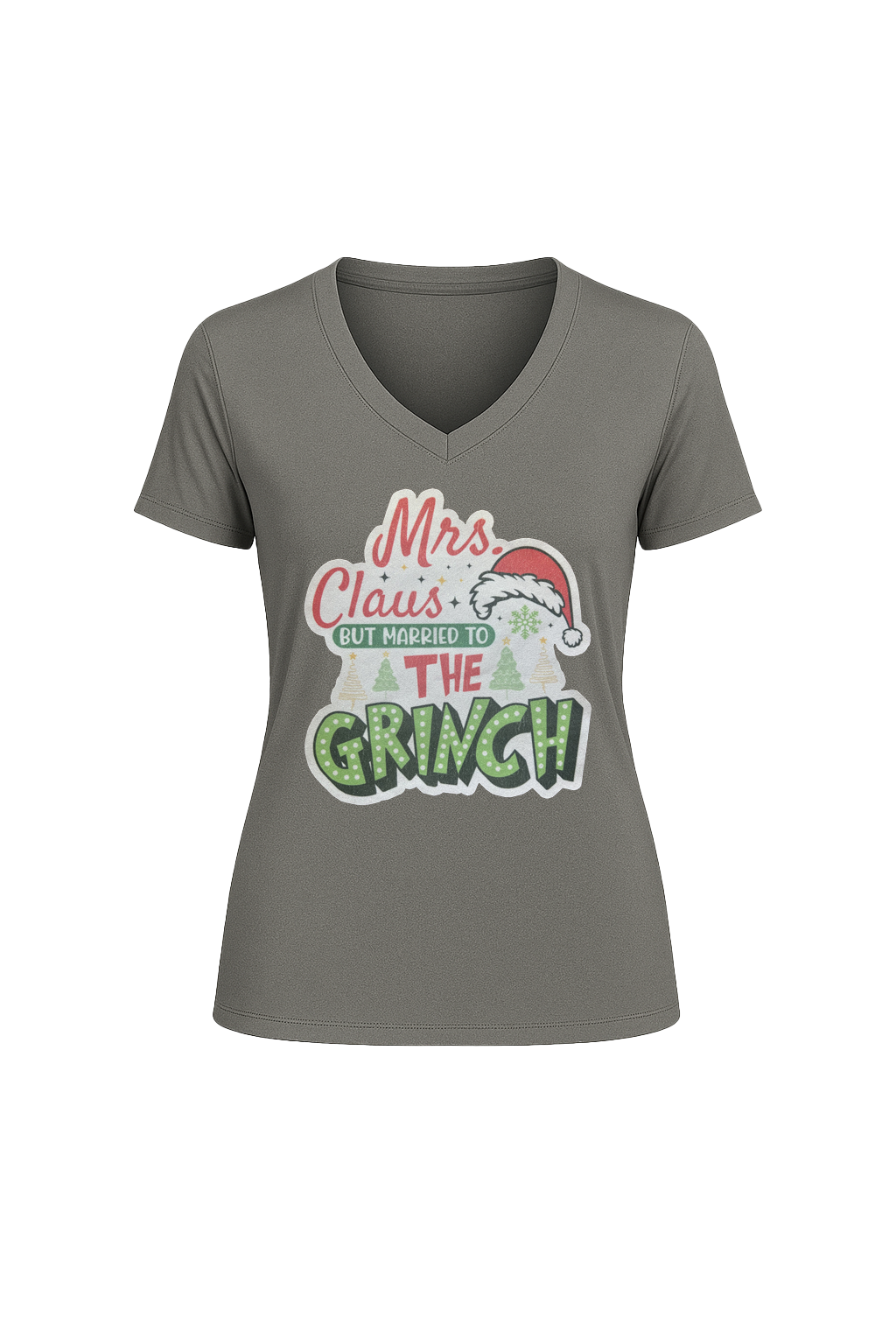 Glitter Married To The Grinch Short Sleeve V-Neck Tee