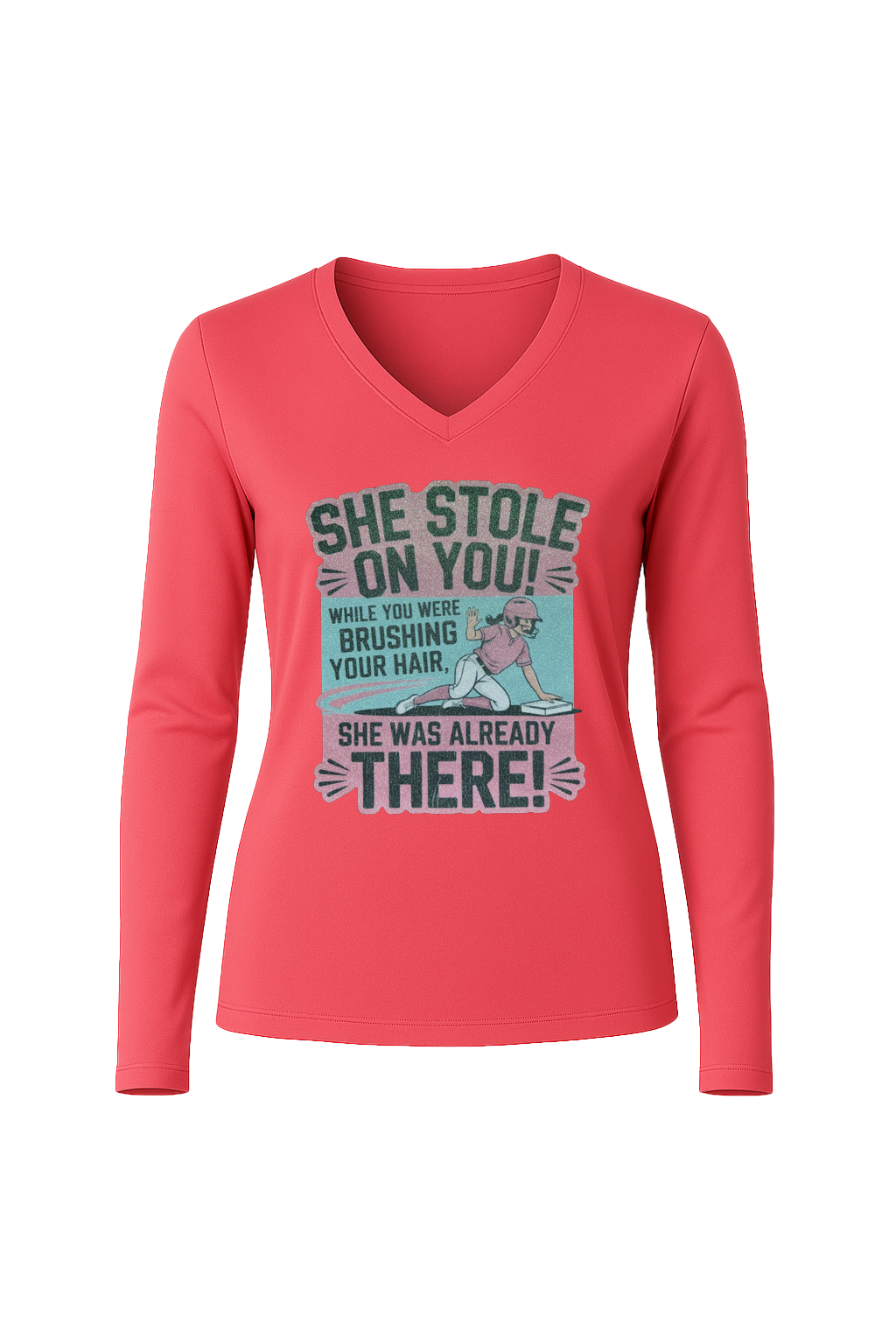 Glitter She Stole On You Long Sleeve V-Neck Tee