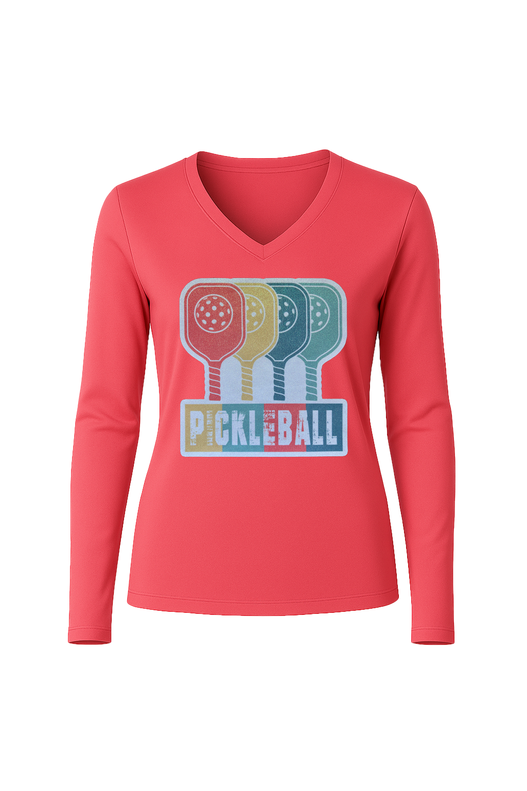 Glitter Pickleball Paddles Long Sleeve V-Neck Tee