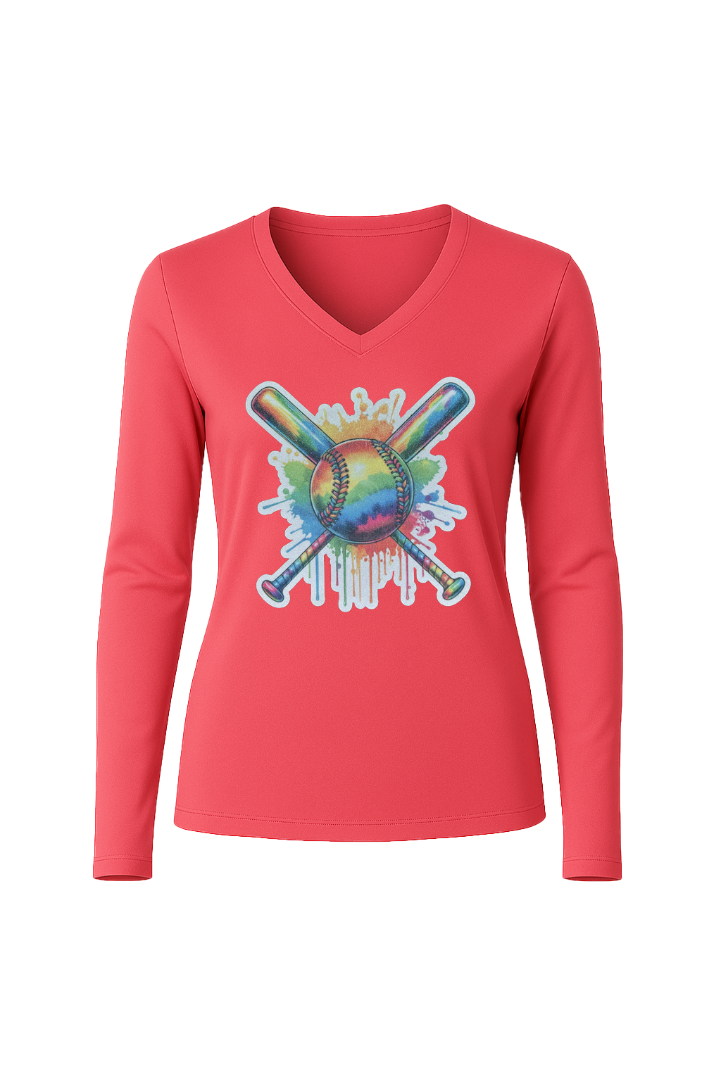 Glitter Splatter Bats Long Sleeve V-Neck Tee