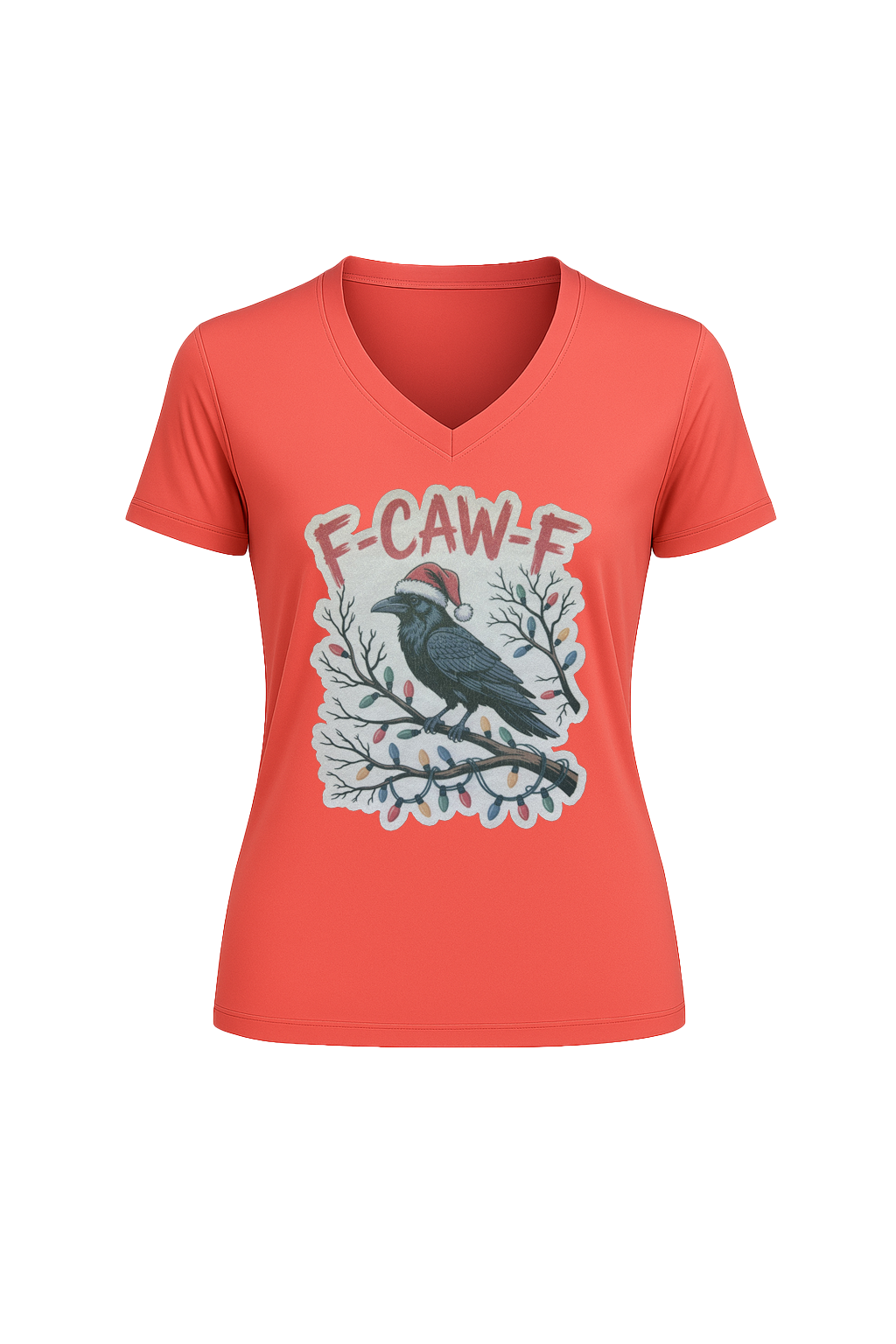 Glitter Christmas Crow Short Sleeve V-Neck Tee