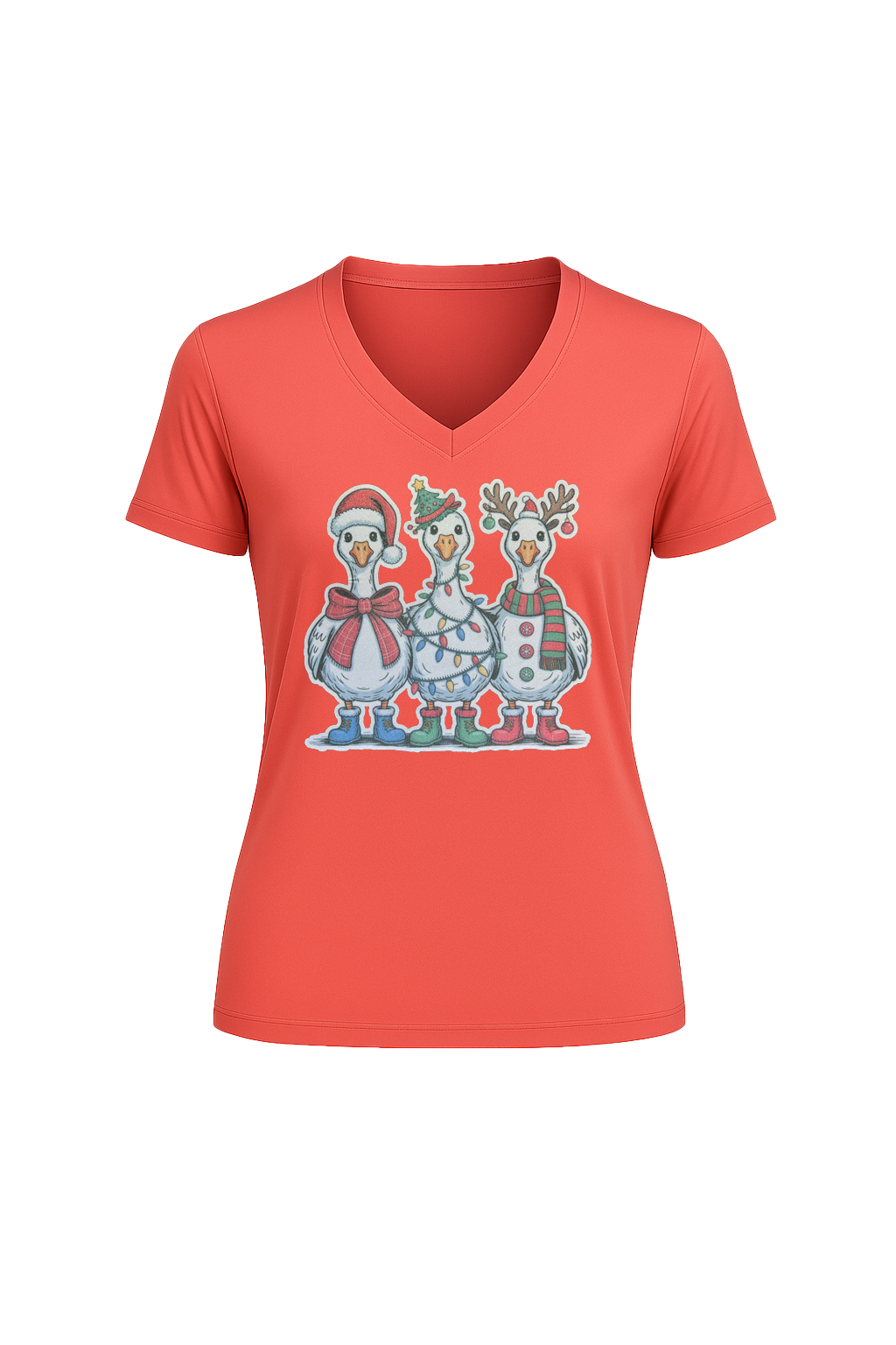 Glitter Festive Fowl Short Sleeve V-Neck Tee