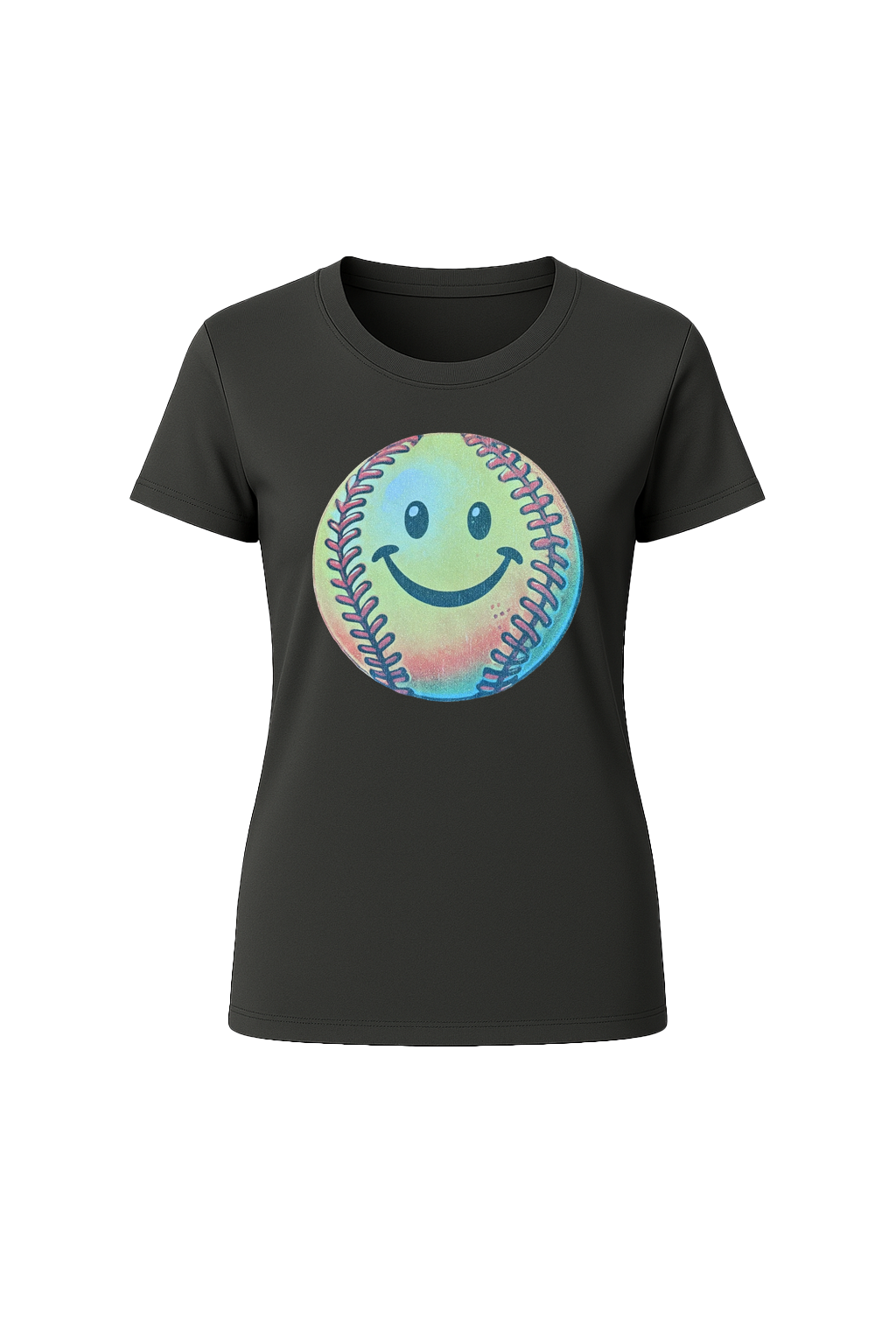 Glitter Happy Softball Short Sleeve Tee