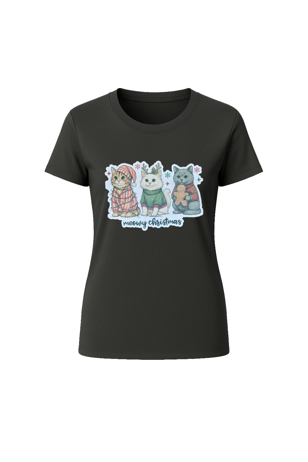 Glitter Christmas Cats Short Sleeve Tee