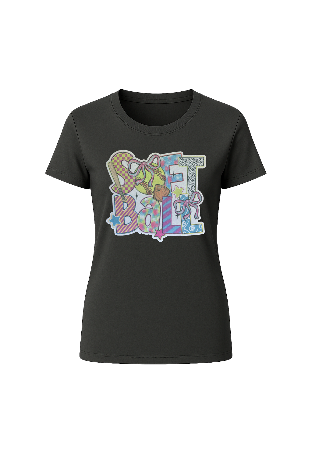 Glitter Softball Collage Short Sleeve Tee