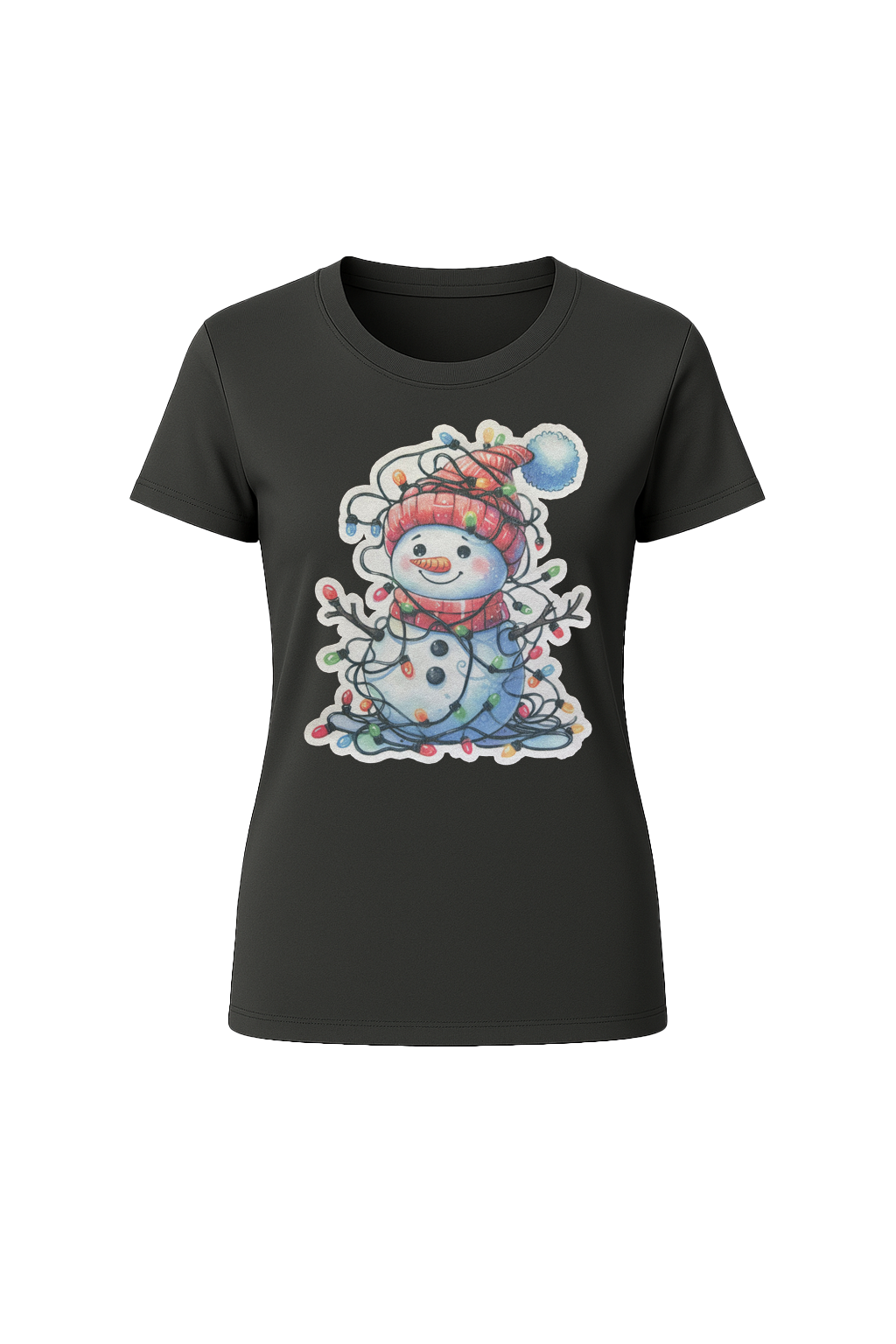 Glitter Tangled Snowman Short Sleeve Tee
