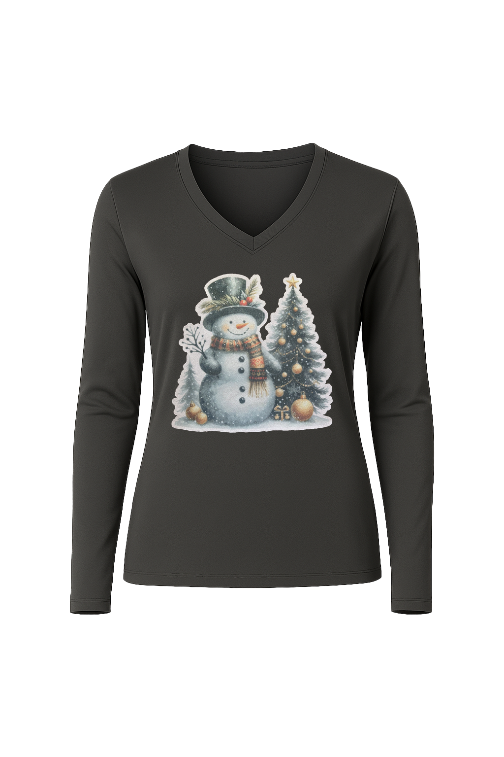 Glitter Festive Frosty Long Sleeve V-Neck Tee