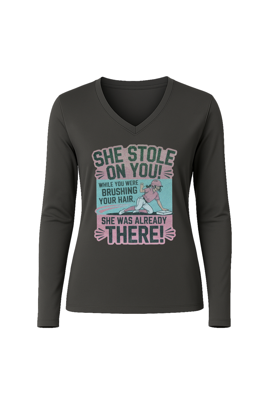 Glitter She Stole On You Long Sleeve V-Neck Tee