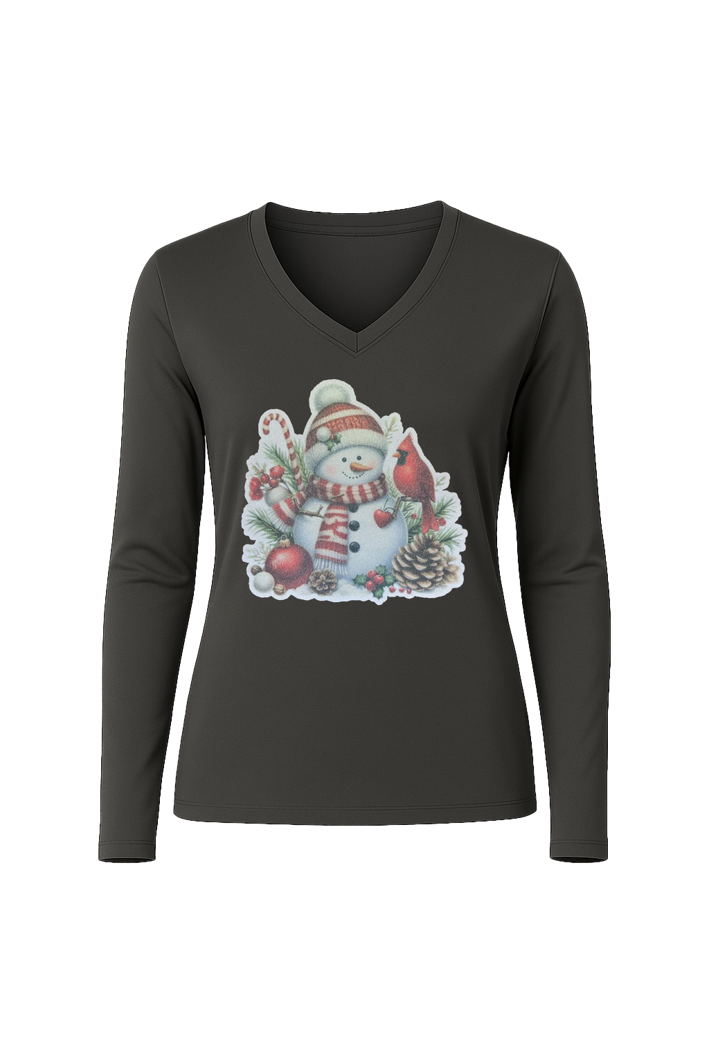 Glitter Cardinal's Gift Long Sleeve V-Neck Tee