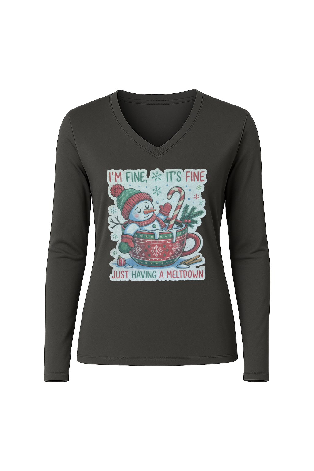Glitter Having A Meltdown Long Sleeve V-Neck Tee