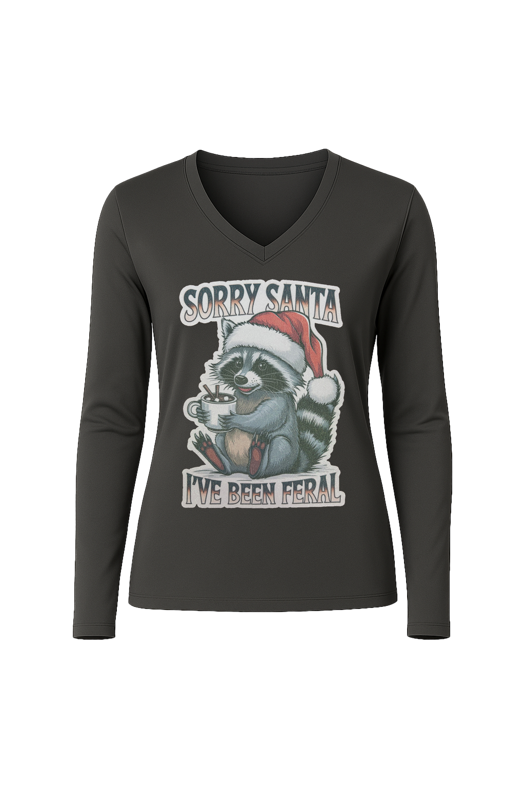 Glitter I've Been Feral Long Sleeve V-Neck Tee