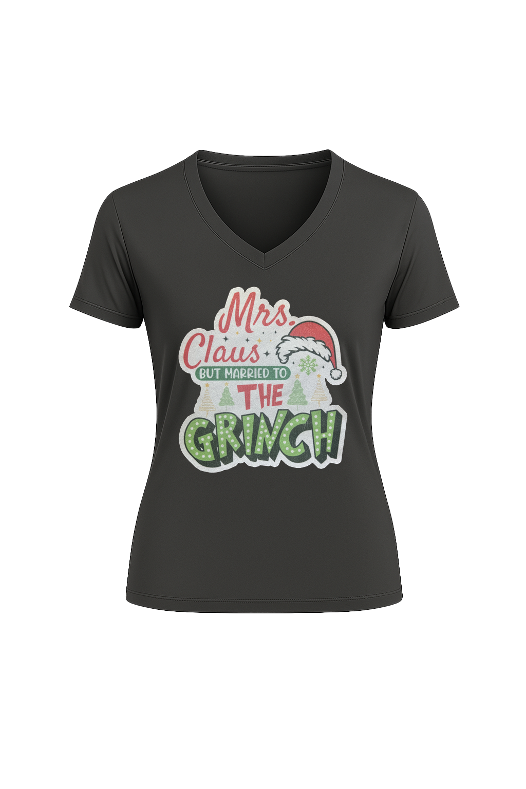 Glitter Married To The Grinch Short Sleeve V-Neck Tee