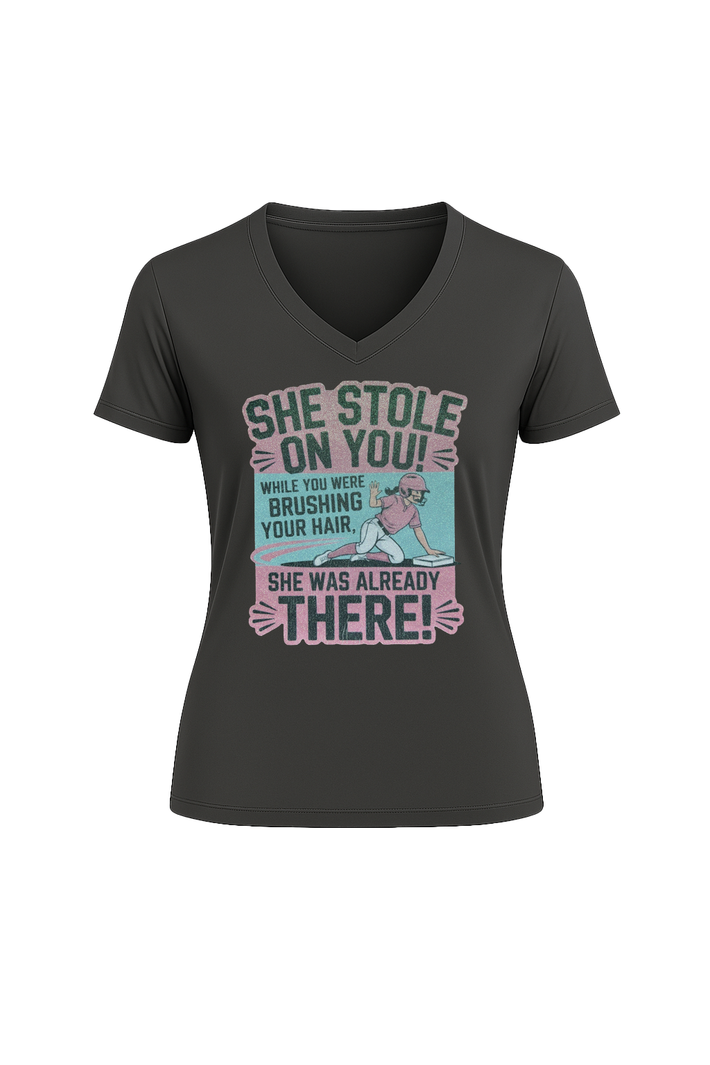 Glitter She Stole On You Short Sleeve V-Neck Tee