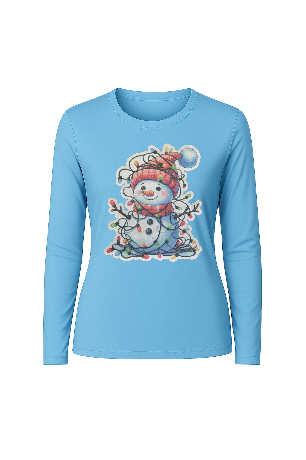 Glitter Tangled Snowman Long Sleeve Tee UPF 50