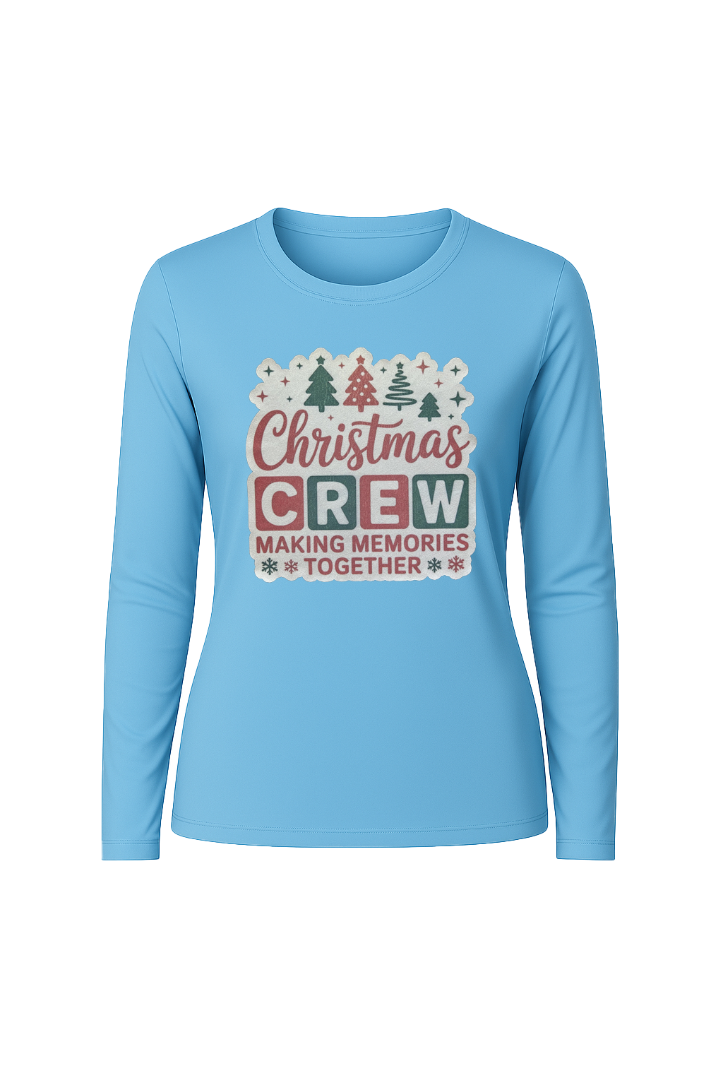 Glitter Christmas Crew Long Sleeve Tee UPF 50